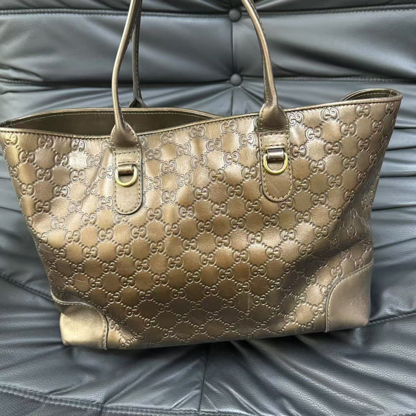 Pre-owned Gucci Vintage Bronze Gold Calfskin Tote