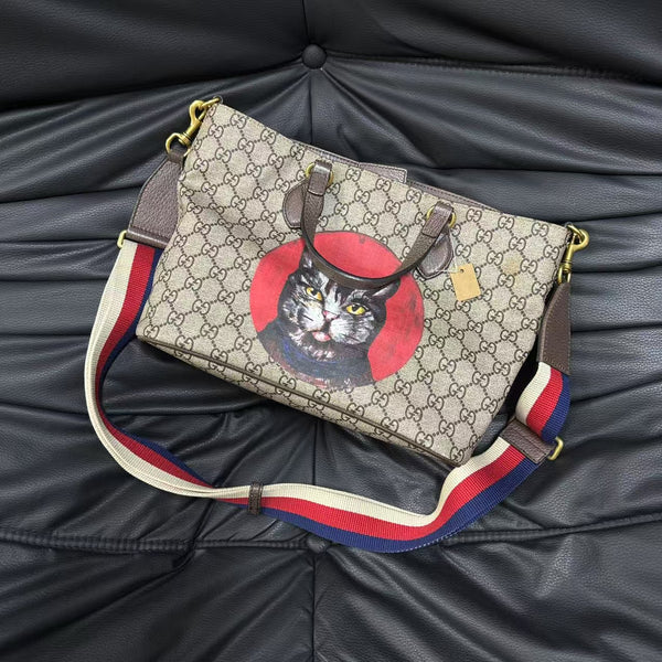Pre-owned Gucci GG Supreme Canvas Cat Tote/Crossbody