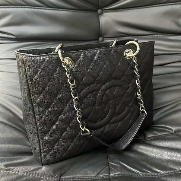Pre-owned Chanel GST Black Caviar Shoulder Bag Tote