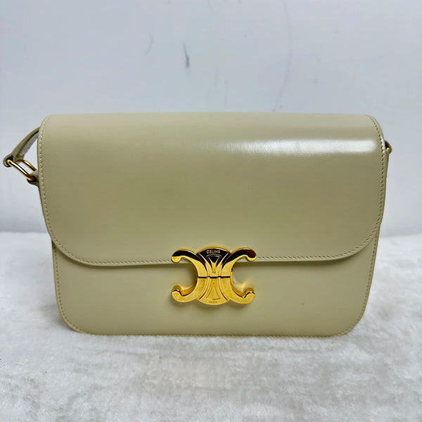 Pre-owned Celine Triomphe Shoulder Bag Smooth Calfskin Medium