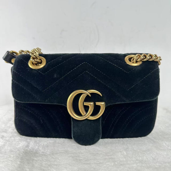 Pre-owned Gucci Marmot Velvet Medium Crossbody