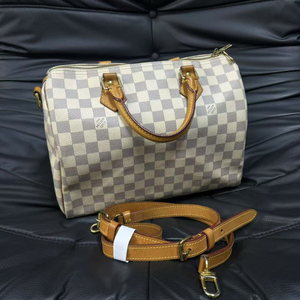 Pre-owned Louis Vuitton Speedy30 Bandolier Damier Azuer Crossbody