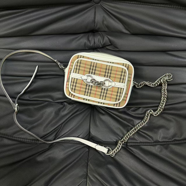 Pre-owned Burberry The Link Tartan Checkers Crossbody