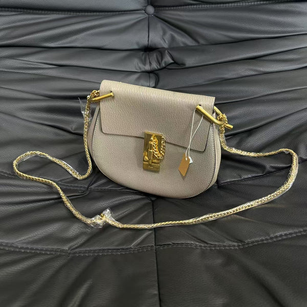 Pre-owned Chloe Drew Grainy Beige Calfskin Crossbody