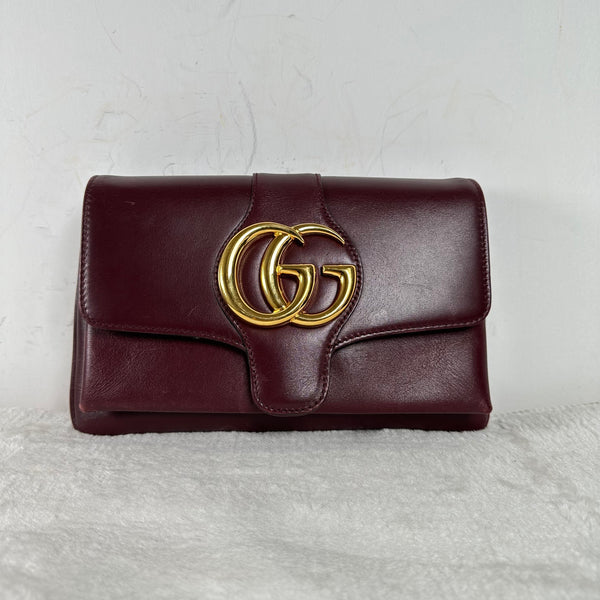 Pre-owned Gucci Aril Burgundy Calfskin Crossbody