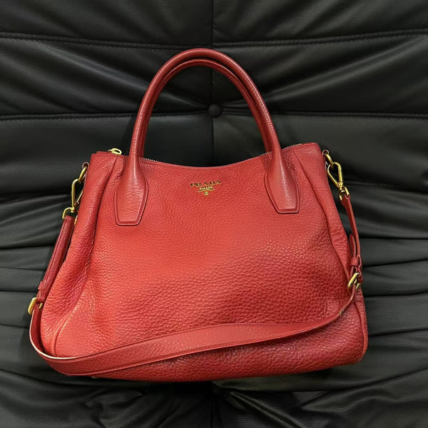 Pre-owned Prada Red Calfskin Handbag/Crossbody