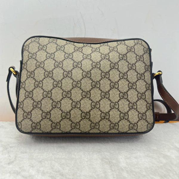 Pre-owned Gucci Horsebit 1955 Flap Pocket Camera Bag GG Coated Canvas Small