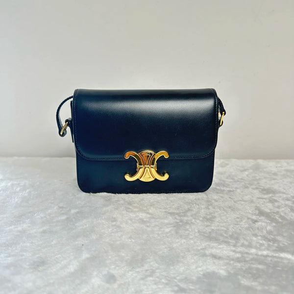 Pre-owned Celine Triomphe Shoulder Bag Smooth Calfskin Teen