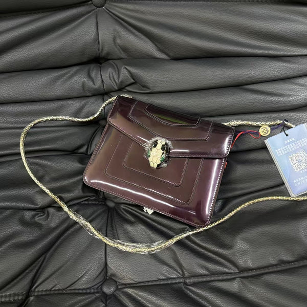 Pre-owned Bvlgari Serpenti Forever Square Shoulder Bag Metallic Leather Small