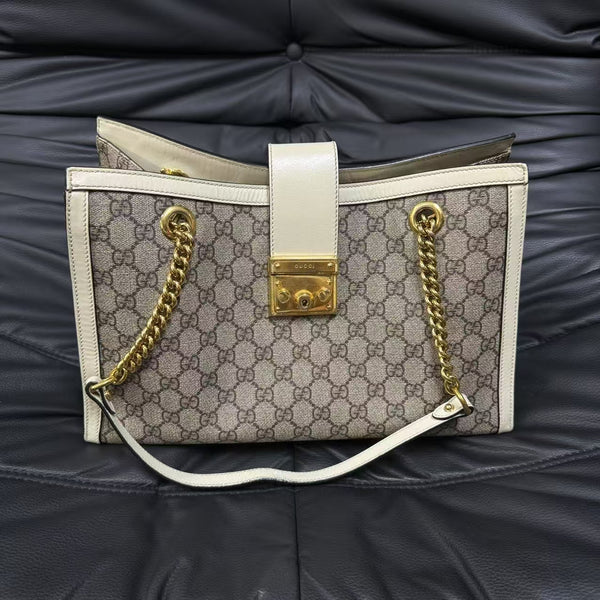 Pre-owned Gucci Padlock GG Supreme Shoulder Tote