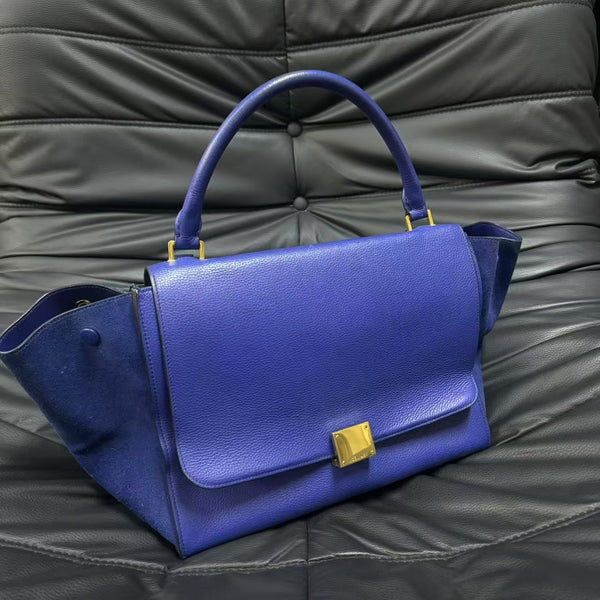 Pre-owned Celine Trapeze Bag Leather with Suede Medium