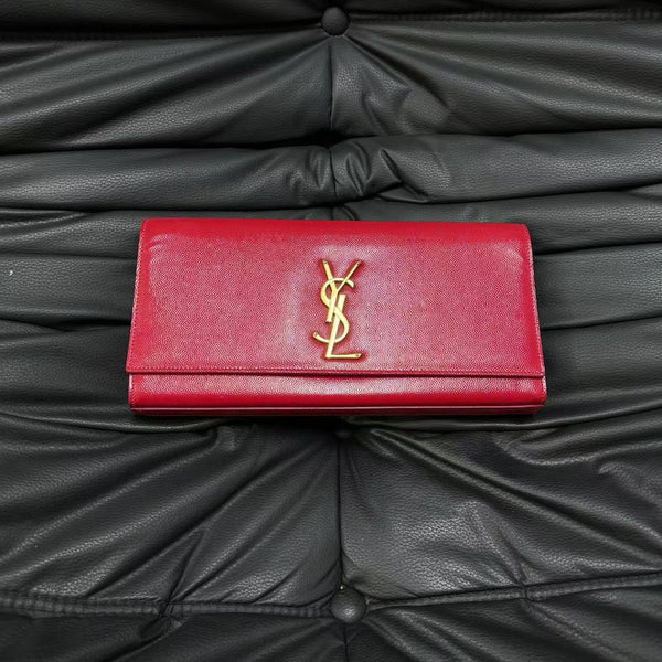 Pre-owned Saint Laurent Red Caviar Clutch