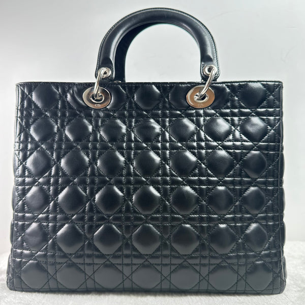 Pre-owned Christian Dior Lady Dior Bag Cannage Quilt Lambskin Large
