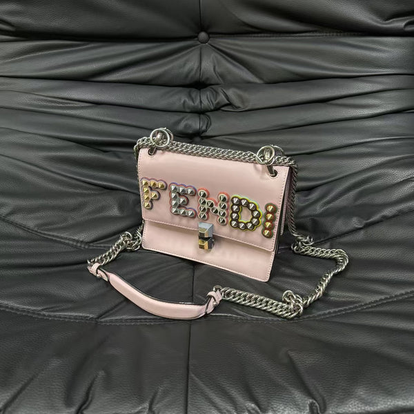 Pre-owned Fendi Kani Pink Calfskin All  Leather Crossbody
