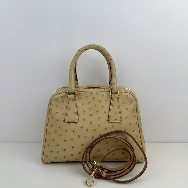 Pre-owned Prada Exotic Skin Ostrich Crossbody/Handbag