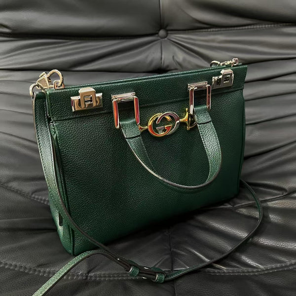 Pre-owned Gucci Zumi Green Calfskin Handbag/Crossbody