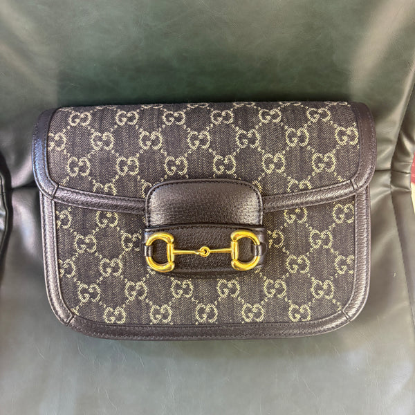 Pre-owned Gucci 1955 GG Canvas Horse-bit Crossbody