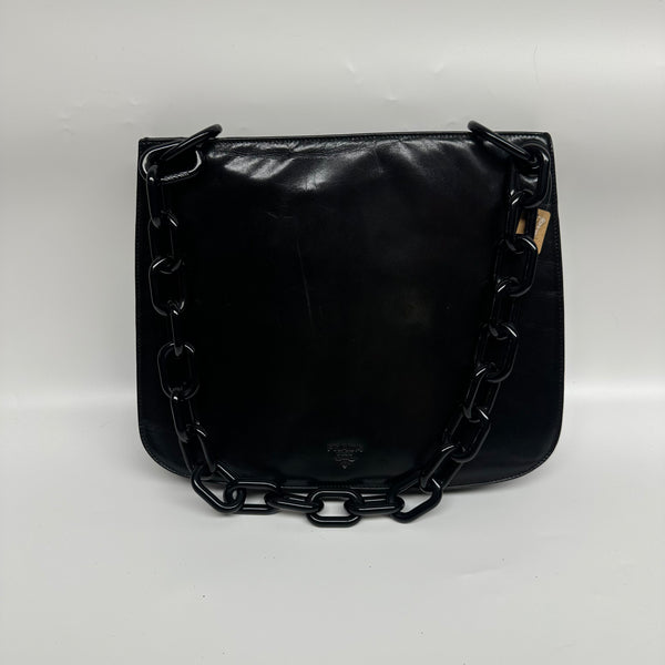 Pre-owned Prada Black Waxy Calfskin Handbag