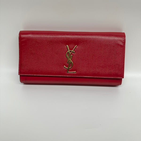Pre-owned Saint Laurent Hot Pink Caviar Clutch