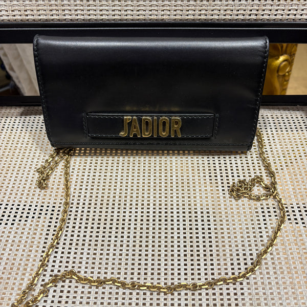 Pre-owned Christian Dior Jadior WOC Black Calfskin Crossbody