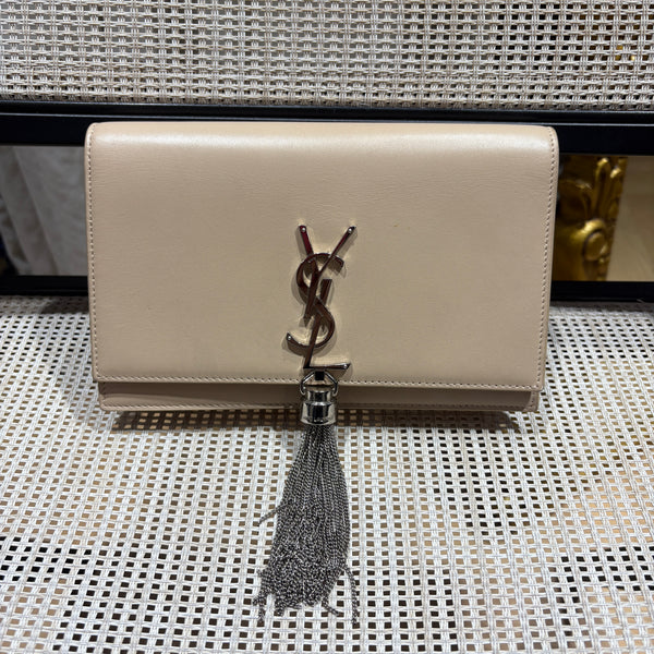 Pre-owned Saint Laurent Beige Kate with Tassel Crossbody