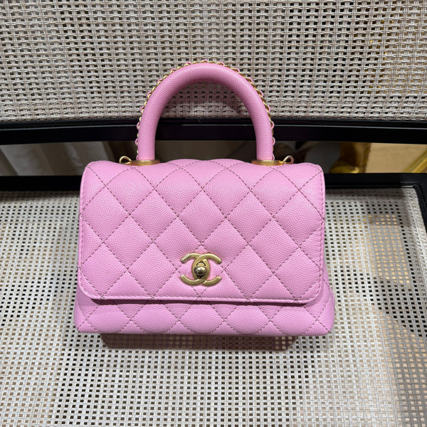Pre-owned Chanel CoCo Handle Barbie Pink Caviar Crossbody