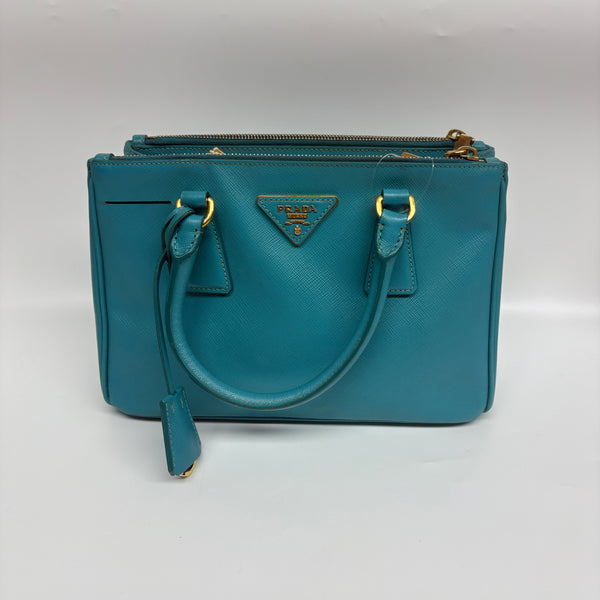 Pre-owned Prada Galleria Teal Nano Crossbody