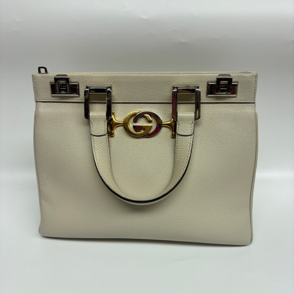 Pre-owned Gucci Zumi Cream Calfskin Handbag
