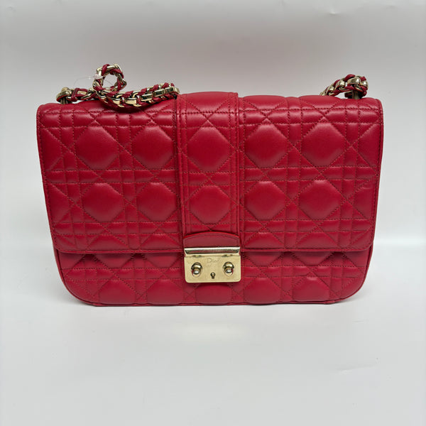 Pre-owned Christian Dior Miss Dior Red Calfskin Crossbody