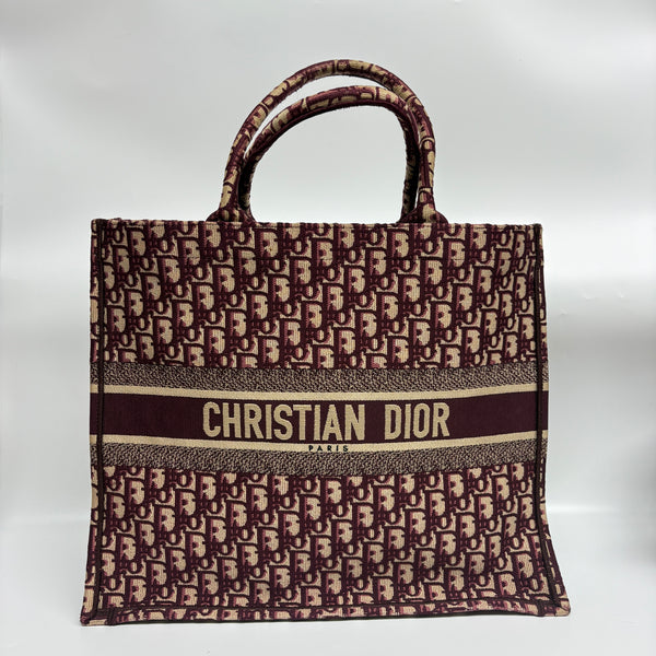 Pre-owned Christian Dior Book Tote Oblique Burgundy Tote