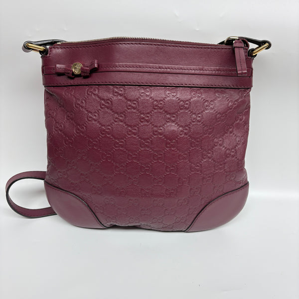 Pre-owned Gucci Vintage Burgundy Calfskin Crossbody