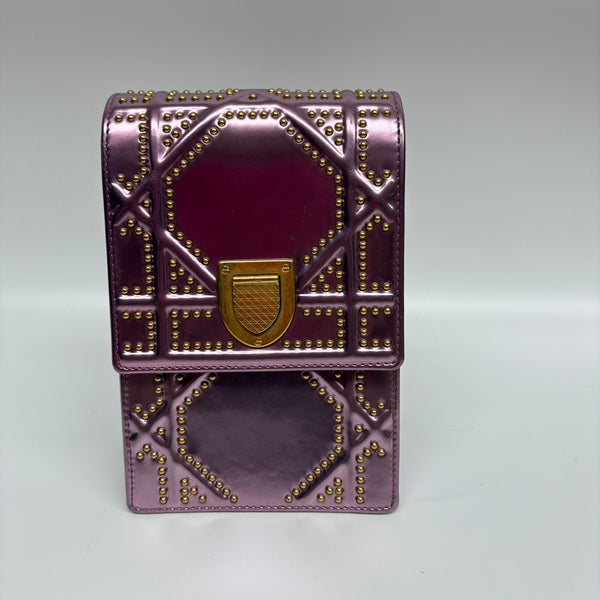 Pre-owned Christian Dior Diorama Metallic Pink Phone Bag