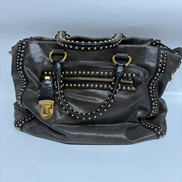 Pre-owned Prada Metallic Calfskin Studs Handbag/Crossbody