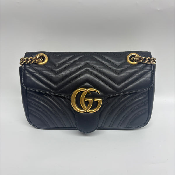 Pre-owned Gucci Marmot Black Mateless Calfskin Crossbody