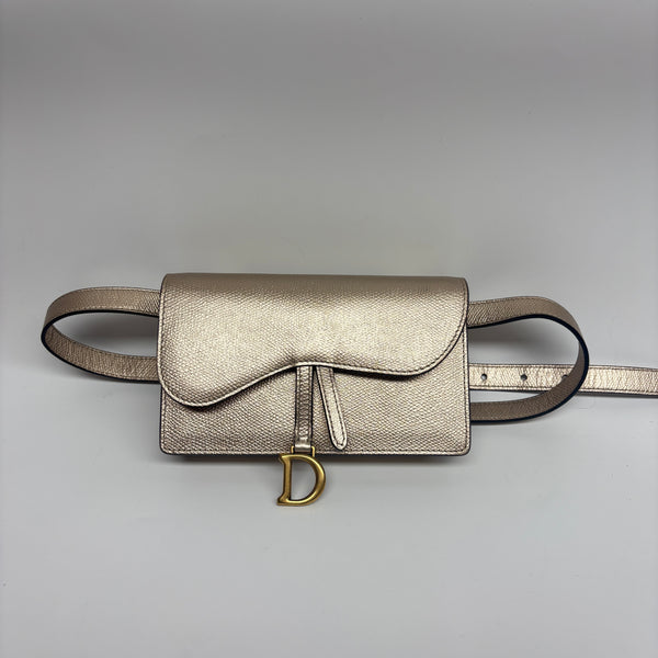 Pre-owned Christian Dior Gold Calfskin Waist Bag