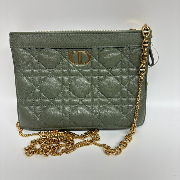 Pre-owned Christian Dior Green Calfskin Purse/Crossbody