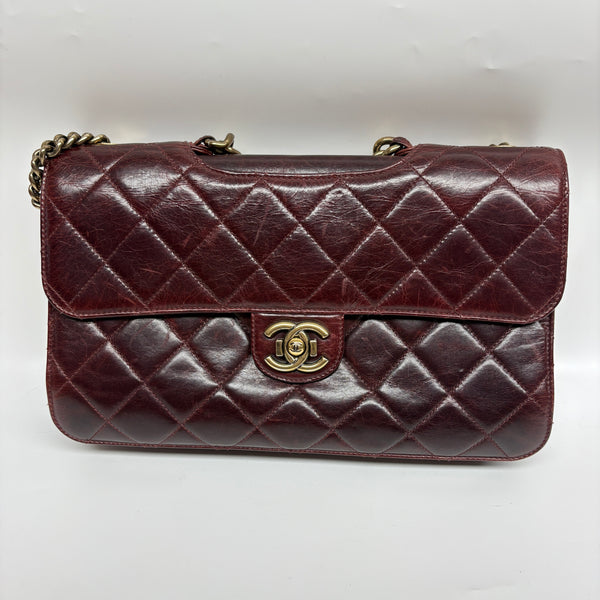 Pre-owned Chanel Burgundy Aged Calfskin Handbag/Crossbody