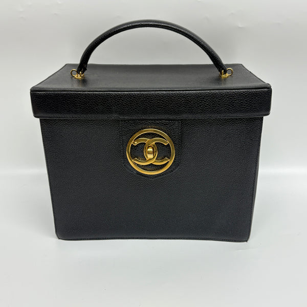 Pre-owned Chanel Black Caviar Vanity Box with Strap