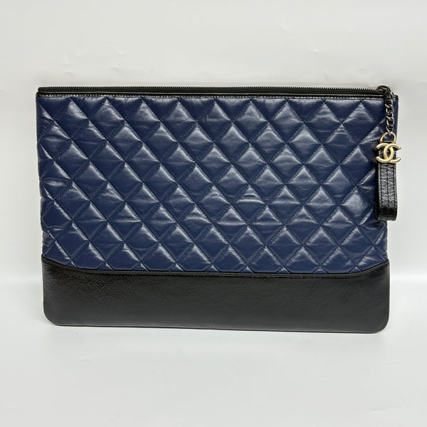 Pre-owned Chanel Gabrielle Navy Calfskin Pouch