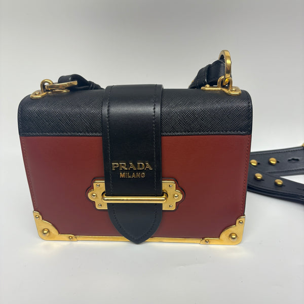 Pre-owned Prada Cahier Fall Brown Calfskin Crossbody