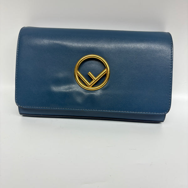 Pre-owned Fendi Blue Calfskin Clutch/Crossbody