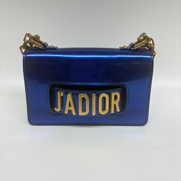 Pre-owned Christian Diro Jadior Royal Blue Patent Crossbody