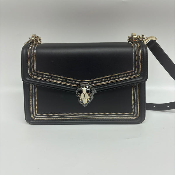 Pre-owned Bvlgari Serpenti Diamond Blast Shoulder Bag Embellished Leather