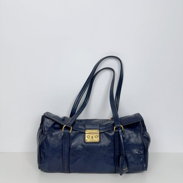 Pre-owned Prada Navy Calfskin Handbag