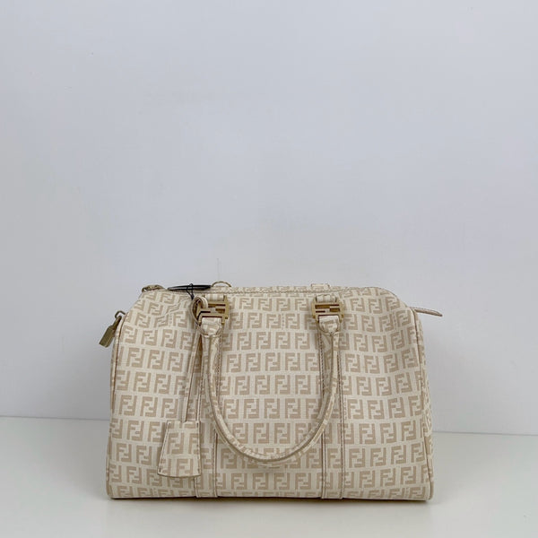 Pre-owned Fendi White FF Monogram Handbag