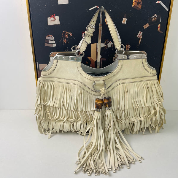 Pre-owned Gucci Vintage Tassel Bamboo Handle Handbag