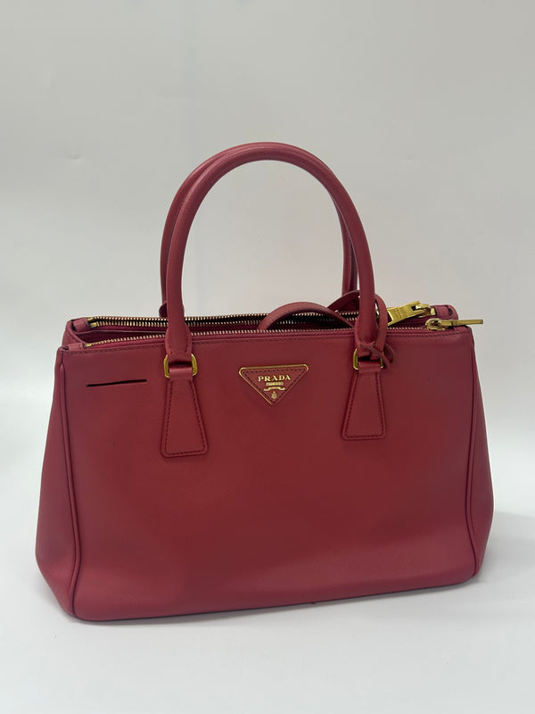 Pre-owned Prada Galleria Double Zip Tote Saffiano Leather Small