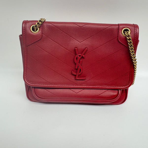 Pre-owned Saint Laurent Red Calfskin Nikki Small Red Calfskin
