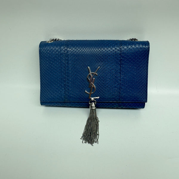 Pre-owned Saint Laurent Exotic Skin Blue Python Crossbody