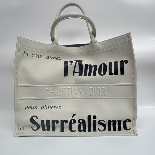 Pre-owned Christian Dior White Calfskin Booktote Leather Limited